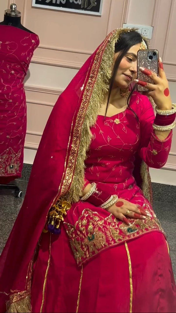 New Natural Crep Silk Thred With SequenceWork Top Lehenga