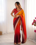 BEAUTIFUL TWO SHADE CHINON SILK PARTY WEAR SAREE