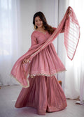 Beautiful Mal Chanderi With Real Mirror Handwork Sharara Suit