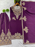 Pure Chinnon Silk With Heavy Embroidery Coding Dori-Sequence Work Top Plazzo