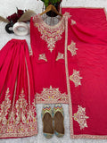 Pure Chinnon Silk With Heavy Embroidery Coding Dori-Sequence Work Top Plazzo