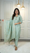Premium Romn Silk With Hand Work Kurti