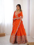 Natural Crep Silk With Canvas Patta And Cancan Thread And Sequence Work Lehenga Choli