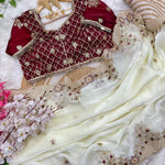 Fendy Sartin Silk With BEautifull Embroidery Work Saree