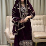 Pure Heavy Viscose Velvet With Embroidery Sequience Work Top Pent