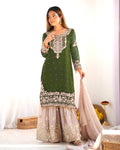 Heavy Faux Goergette Heavy Embroidery Work With Dori Sequence Work Top Plazzo