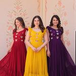 Faux Blooming Sequence With Embroidery Work Gown