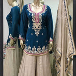 Heavy Fau Georgette Embroidery Sequence Work With Micro Cotton Top Sharara