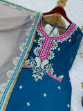 Heavy Fau Georgette Embroidery Sequence Work With Micro Cotton Top Sharara
