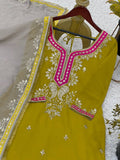 Heavy Fau Georgette Embroidery Sequence Work With Micro Cotton Top Sharara