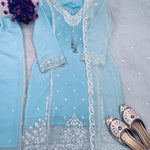 HEavy Fox Geprgette Embroidery Work Top Plazzo