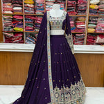 Pure Vichitra Silk Fancy Embroidery Work Cancan And Canvas Work Lehenga