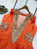 Georgette Digital Print With Real Mirror Work Kurti