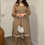 Brown Color Georgette Embroidery Work Top