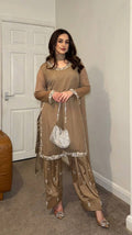 Brown Color Georgette Embroidery Work Top