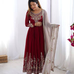 Heavy Georgette Multy Thread Embroidery Sequence Work Top Pent