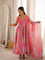 Beautiful Soft Rich Tebi Organza With Golden Mirror Lace Work Gown Set