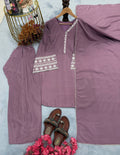Natural Satin Embroidery WOrk Top Plazzo