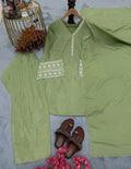 Natural Satin Embroidery WOrk Top Plazzo