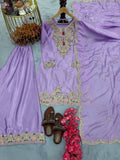 Heavy Chinon Silk With Sequence; Coding Dori Work Top Plazzo