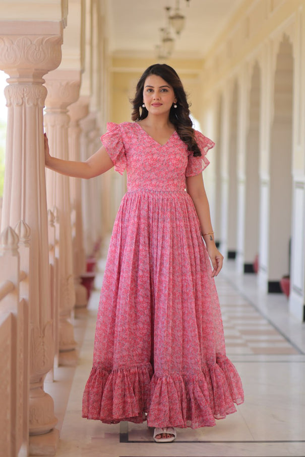 Faux Georgette With Cotton Lining Gown