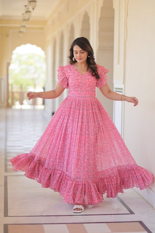 Faux Georgette With Cotton Lining Gown