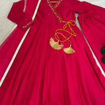 Roman Silk Gown with Hand Embroidery & Printed Organza Dupatta