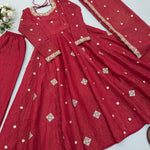 Crunchy Silk Embroidered Gown Suit Set