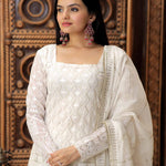 Faux Georgette With Zigzag Line Sequins & thread Embroidered work Top Sarara