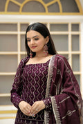 Faux Georgette With Zigzag Line Sequins & thread Embroidered work Top Sarara