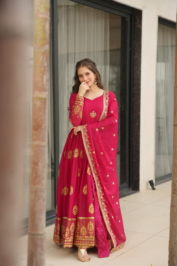 Star Georgette Embroidery Zari work Gown