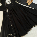 Black Color Georgette Hand Mirror Embroidery Work Gown