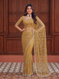 Beautiful Soft Rich Net Embroidery Sequence Pearl Work Saree