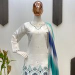 Roman Silk Sequence Embroidery Work Top Salwaar