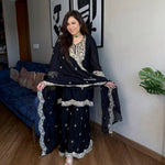 Pure Chinnon Silk With Embroidery Coding Dori-Sequence Work Top Plazzo