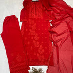 Georgette Embroidery Work With Pum Pum Work Top Pent