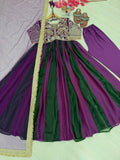 Pure NC Moss Silk Embroidered Gown with Pant & Butterfly Net Lace Dupatta