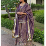 Pure Twill gold NEt With Heavy Embroidery Sequence Work Top Plazzo