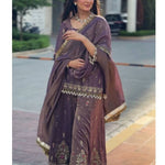Pure Twill gold NEt With Heavy Embroidery Sequence Work Top Plazzo