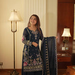 Rama Color Fox Georgette With Sequience Embroidery Work Kurti Plazzo