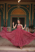 Navratri Special Faux Georgette Bandhani Print Work Gown