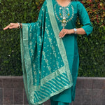 Sky Blue Color Premium Roman Silk Hand Work Kurti