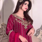 Heavy Chinon Silk With Embroidery Sequence Work Micro Cotton Top Pent