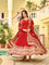 Red Color Faux Blooming With Embroidery Work Gown