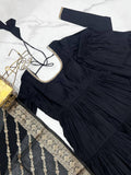 New Roman Silk Fabric Anarkali with Dupatta and Pant Set