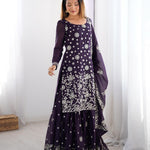 Chinon Silk With Thread And Sequence Work Top Sharara