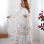 Chinon Silk With Thread And Sequence Work Top Sharara
