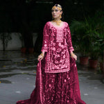 Heavy Faux Geogette Embriodery Work With Micro Cotton Top Pent