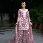 Heavy Faux Geogette Embriodery Work With Micro Cotton Top Pent