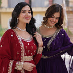 Faux Blooming Full Sleeves Embroidery Zari Work Gown